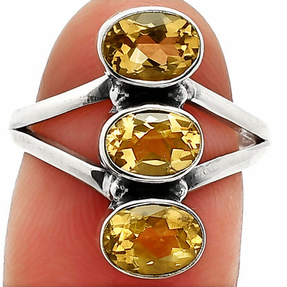 Three Stone Natural Gemstone Ring 925 Sterling Silver Handmade Jewelry DGR1140 R-1263