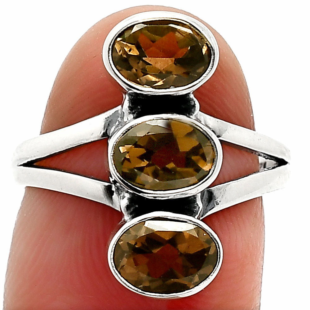 Three Stone Natural Gemstone Ring 925 Sterling Silver Handmade Jewelry DGR1140 R-1263