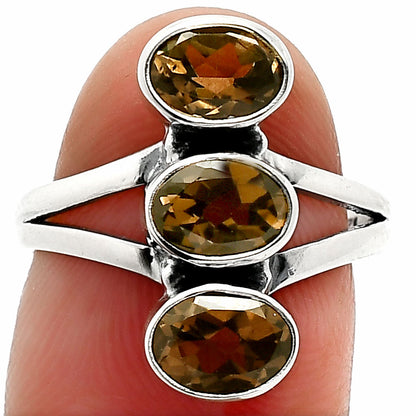 Three Stone Natural Gemstone Ring 925 Sterling Silver Handmade Jewelry DGR1140 R-1263