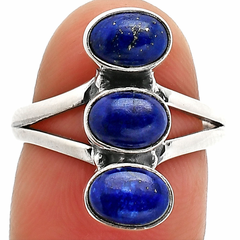 Three Stone Natural Gemstone Ring 925 Sterling Silver Handmade Jewelry DGR1140 R-1263