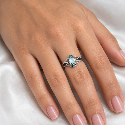 Marquise Cut Natural Colorful Gemstone Ring 925 Sterling Silver Handmade DGR1142 R-1727