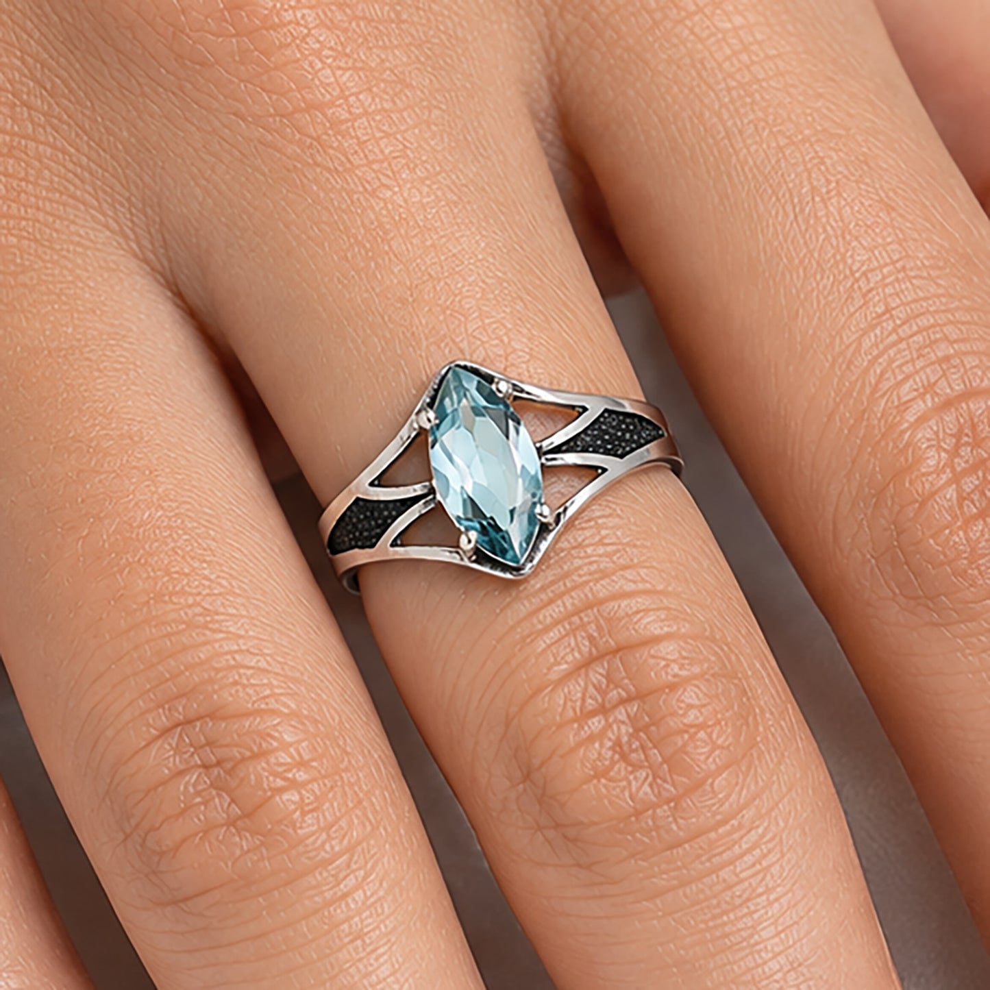 Marquise Cut Natural Colorful Gemstone Ring 925 Sterling Silver Handmade DGR1142 R-1727