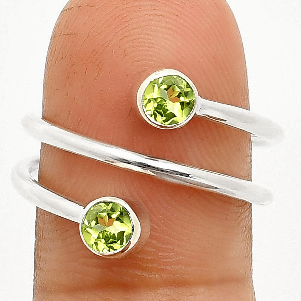 Adjustable Double Natural Gemstone Ring 925 Sterling Silver Handmade DGR1145 R-1185