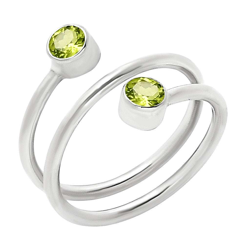 Adjustable Double Natural Gemstone Ring 925 Sterling Silver Handmade DGR1145 R-1185