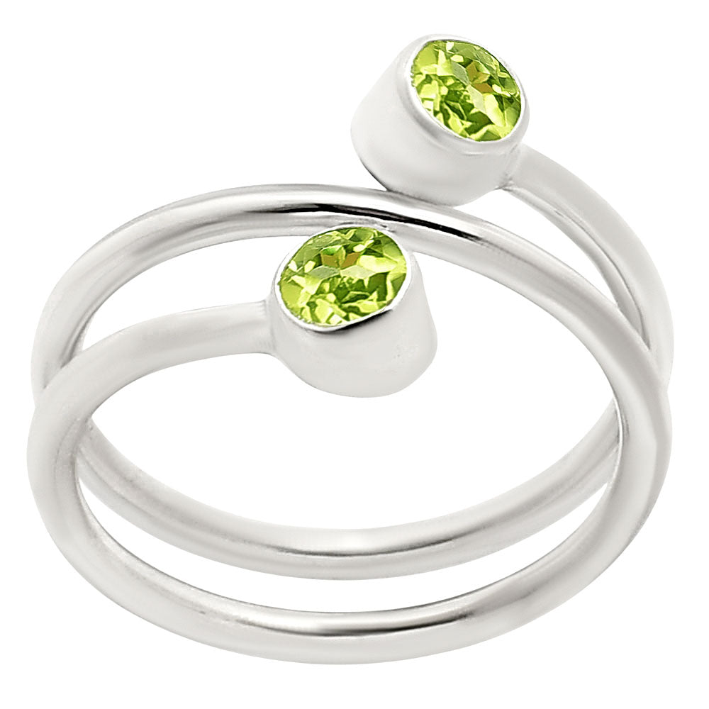 Adjustable Double Natural Gemstone Ring 925 Sterling Silver Handmade DGR1145 R-1185