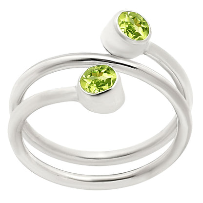 Adjustable Double Natural Gemstone Ring 925 Sterling Silver Handmade DGR1145 R-1185