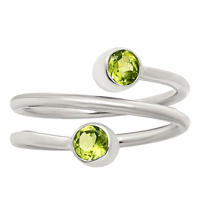 Adjustable Double Natural Gemstone Ring 925 Sterling Silver Handmade DGR1145 R-1185