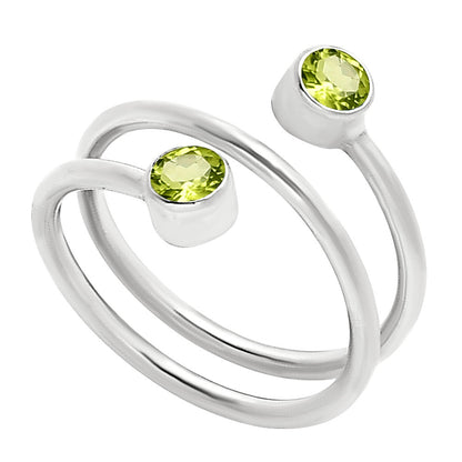 Adjustable Double Natural Gemstone Ring 925 Sterling Silver Handmade DGR1145 R-1185