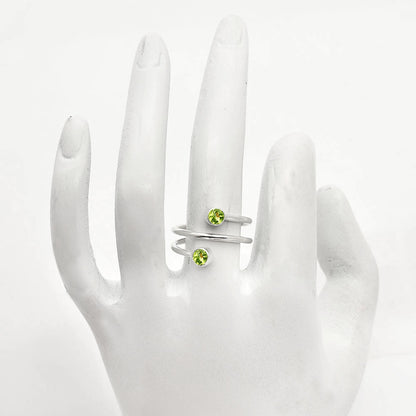 Adjustable Double Natural Gemstone Ring 925 Sterling Silver Handmade DGR1145 R-1185