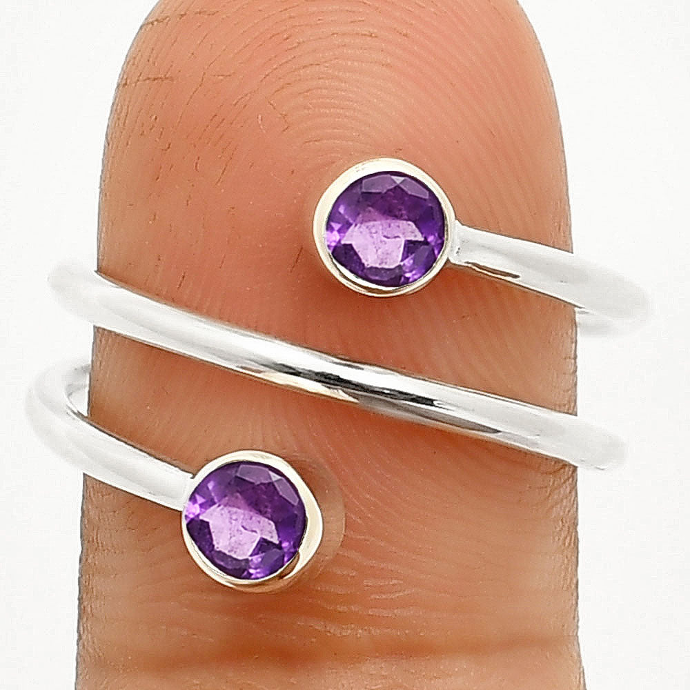 Adjustable Double Natural Gemstone Ring 925 Sterling Silver Handmade DGR1145 R-1185