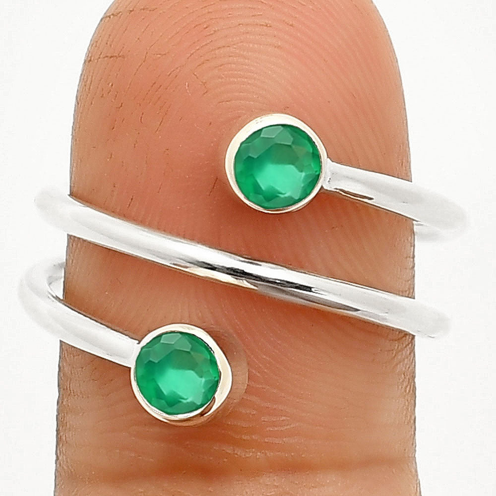 Adjustable Double Natural Gemstone Ring 925 Sterling Silver Handmade DGR1145 R-1185