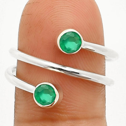 Adjustable Double Natural Gemstone Ring 925 Sterling Silver Handmade DGR1145 R-1185