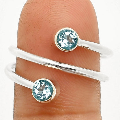 Adjustable Double Natural Gemstone Ring 925 Sterling Silver Handmade DGR1145 R-1185