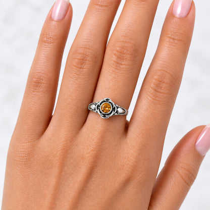 Boho Flower Design Natural Gemstone Ring Solid 925 Sterling Silver DGR1146 R-1395