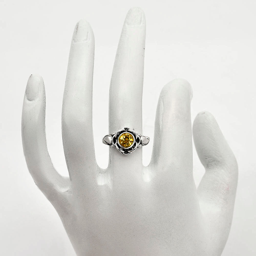 Boho Flower Design Natural Gemstone Ring Solid 925 Sterling Silver DGR1146 R-1395