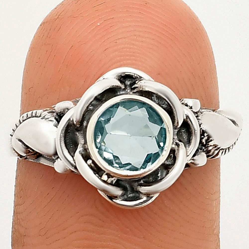 Boho Flower Design Natural Gemstone Ring Solid 925 Sterling Silver DGR1146 R-1395