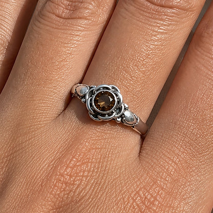 Boho Flower Design Natural Gemstone Ring Solid 925 Sterling Silver DGR1146 R-1395
