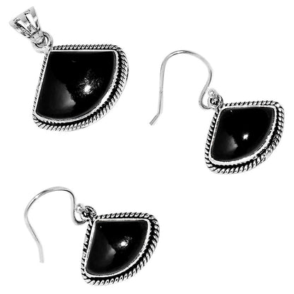 Black Onyx - Brazil Pendant Earrings Set T-1005 DGT01006