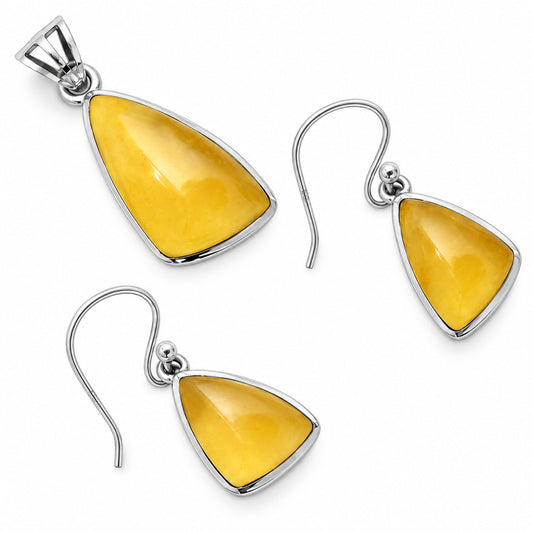 Whiskey Quartz Pendant Earrings Set T-1002 DGT01008