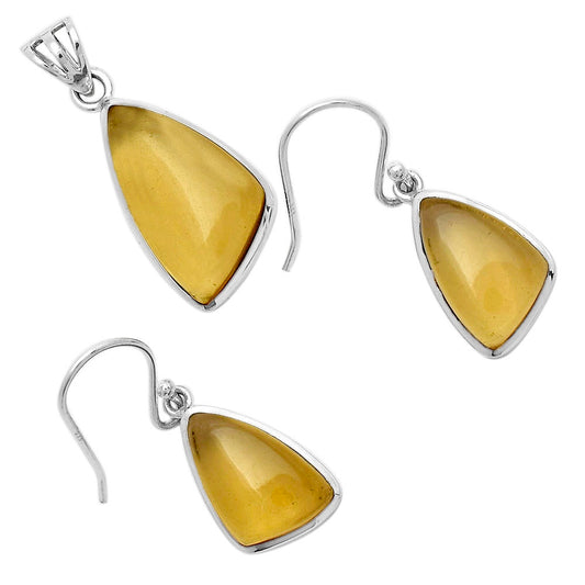 Whiskey Quartz Pendant Earrings Set T-1002 DGT01009