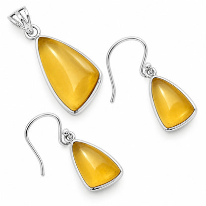 Whiskey Quartz Pendant Earrings Set T-1002 DGT01009