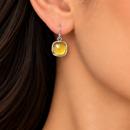 Whiskey Quartz Pendant Earrings Set T-1002 DGT01010