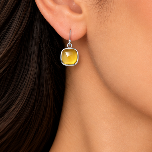 Whiskey Quartz Pendant Earrings Set T-1002 DGT01010