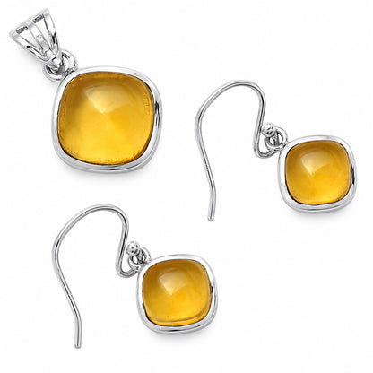 Whiskey Quartz Pendant Earrings Set T-1002 DGT01010