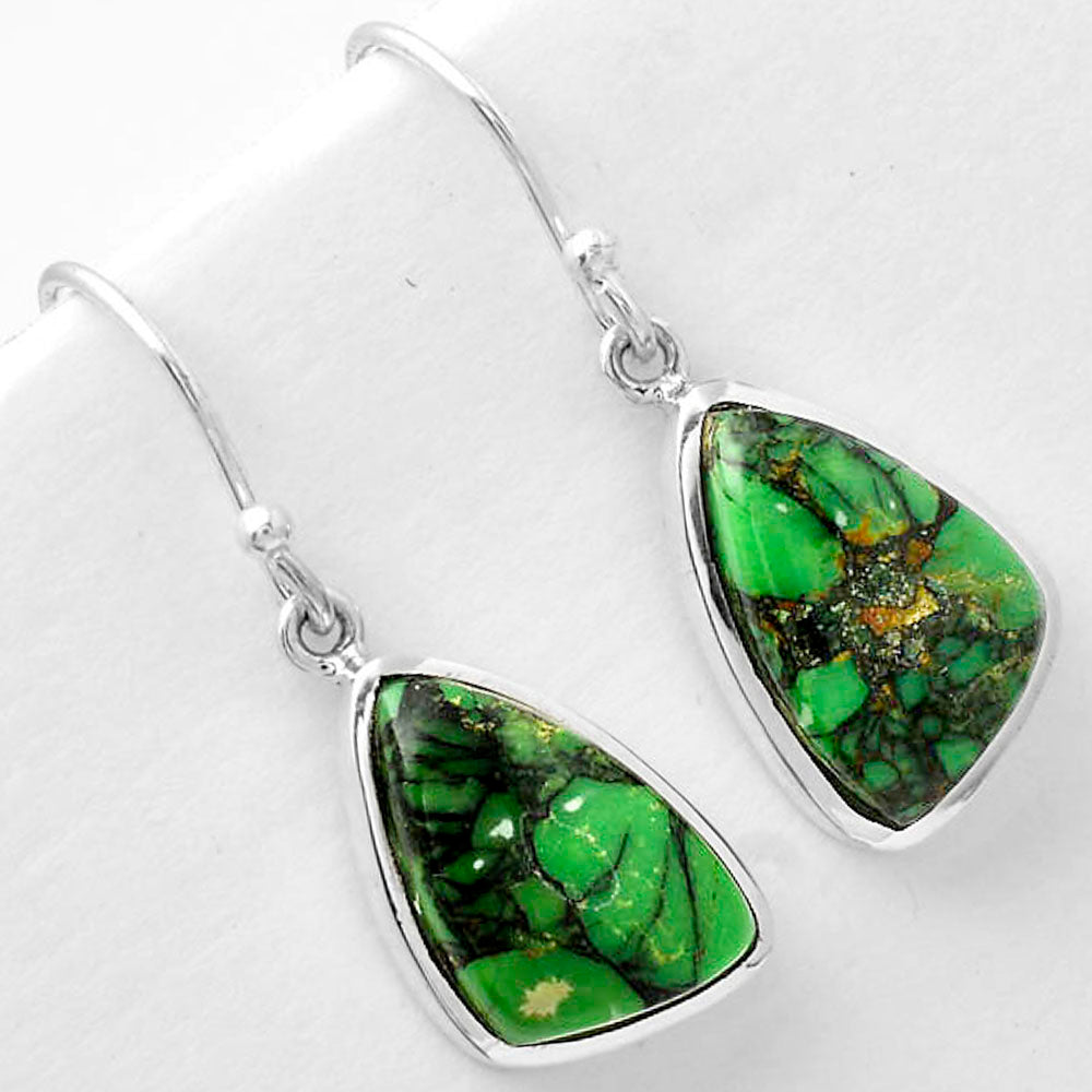 Green Matrix Turquoise Pendant Earrings Set T-1002 DGT01011