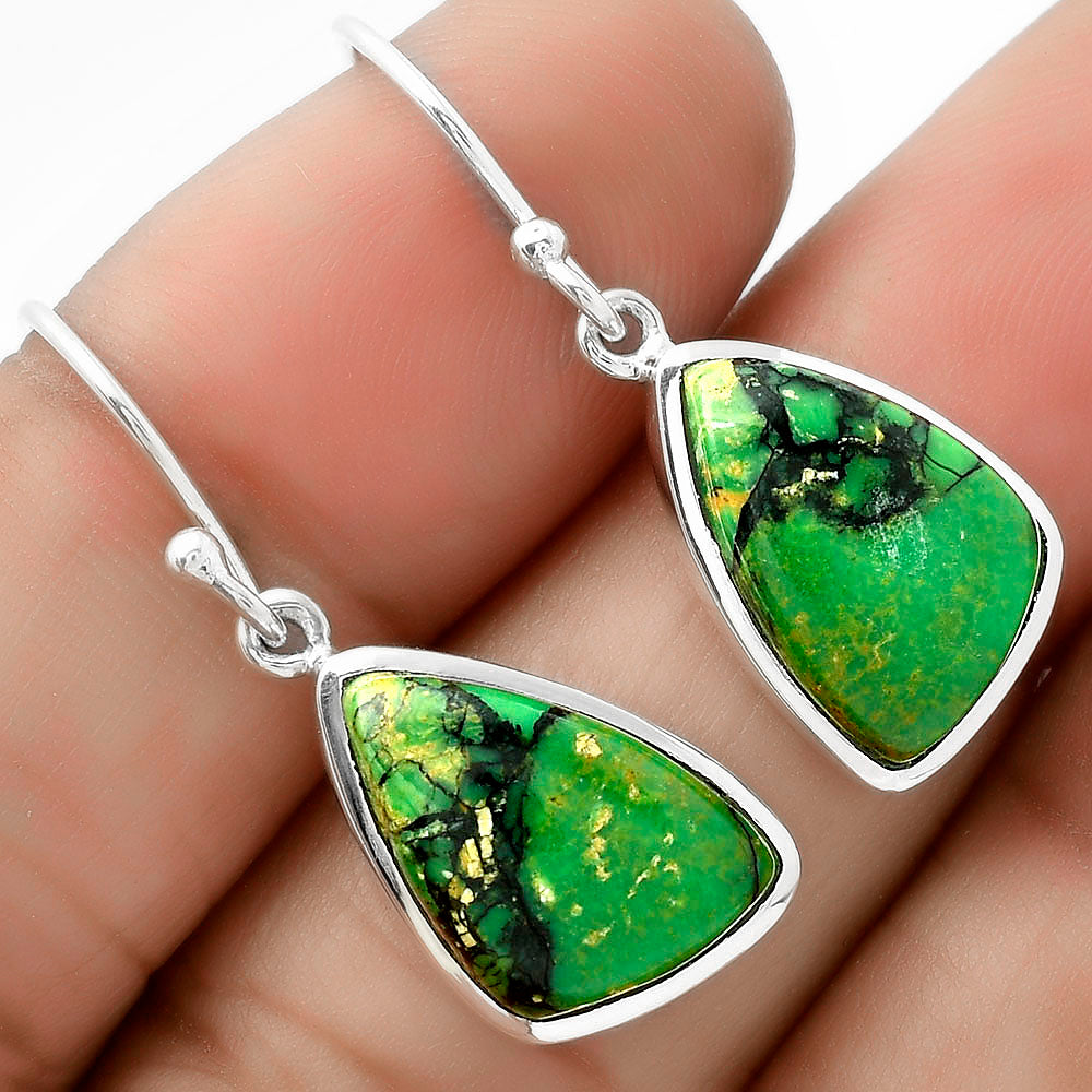 Green Matrix Turquoise Pendant Earrings Set T-1002 DGT01012