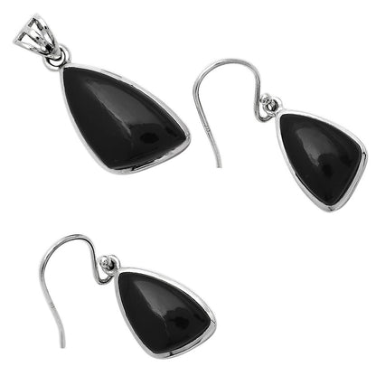 Black Onyx - Brazil Pendant Earrings Set T-1002 DGT01013