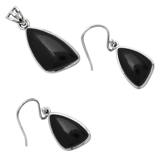 Black Onyx - Brazil Pendant Earrings Set T-1002 DGT01013