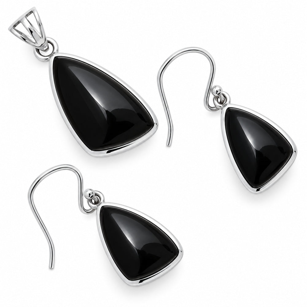 Black Onyx - Brazil Pendant Earrings Set T-1002 DGT01013