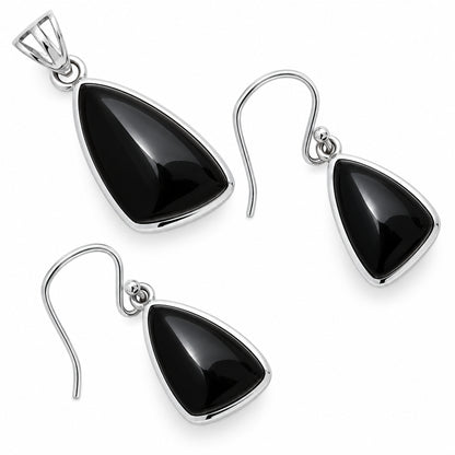 Black Onyx - Brazil Pendant Earrings Set T-1002 DGT01013