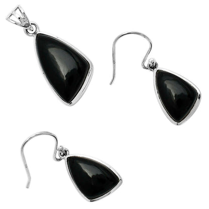 Black Onyx - Brazil Pendant Earrings Set T-1002 DGT01014