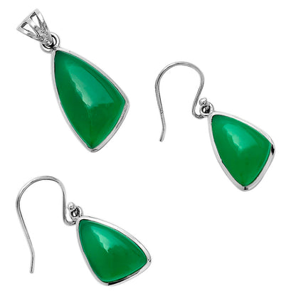 Green Onyx Pendant Earrings Set T-1002 DGT01015