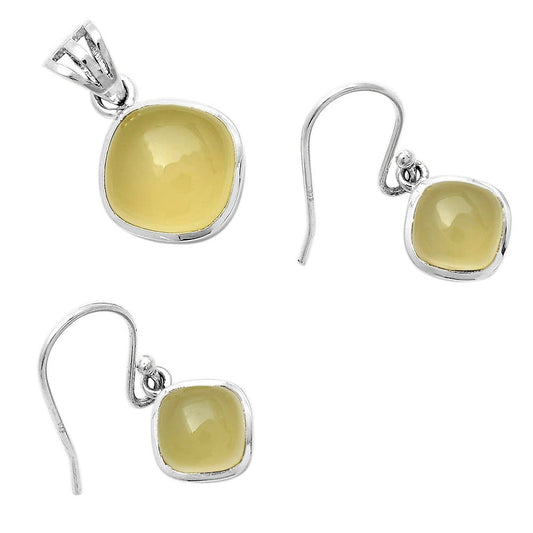 Milky Lemon Quartz Pendant Earrings Set T-1002 DGT01022