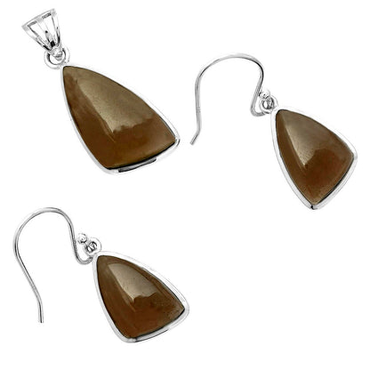 Smoky Quartz - Brazil Pendant Earrings Set T-1002 DGT01024