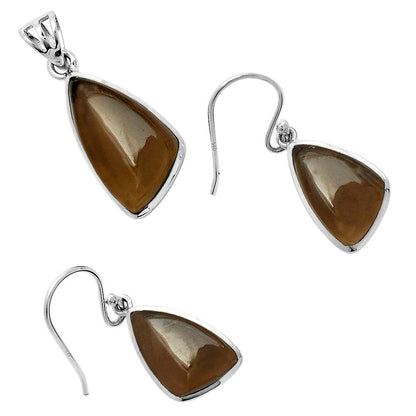 Smoky Quartz - Brazil Pendant Earrings Set T-1002 DGT01025