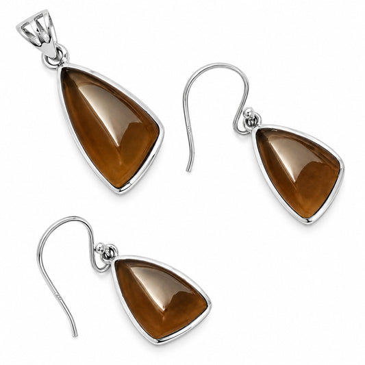 Smoky Quartz - Brazil Pendant Earrings Set T-1002 DGT01025