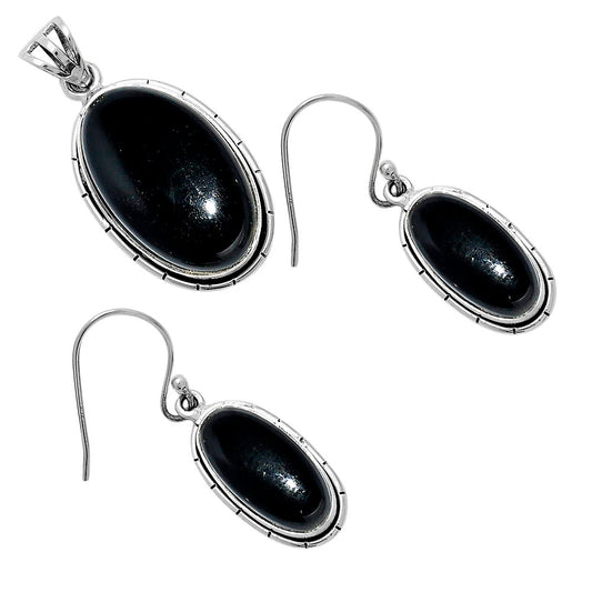 Black Onyx - Brazil Pendant Earrings Set T-1006 DGT01033