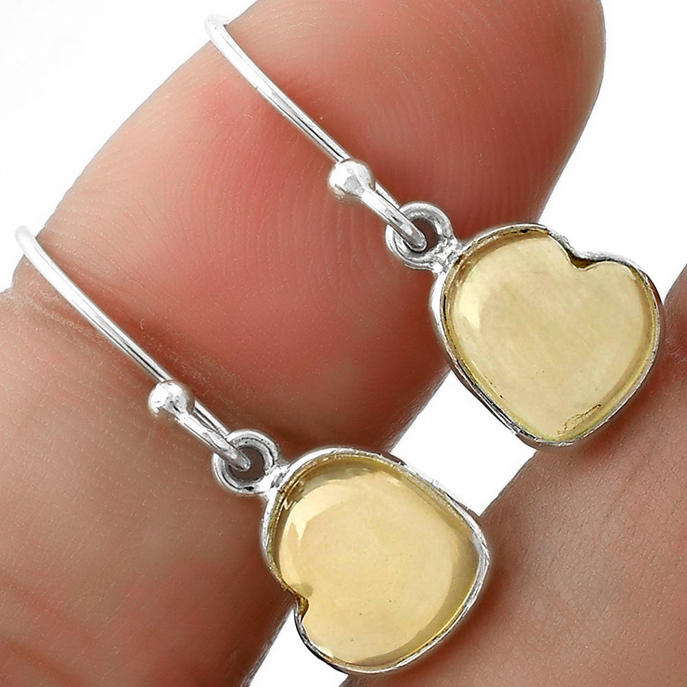Heart Milky Lemon Quartz Pendant Earrings Set T-1004 DGT01045