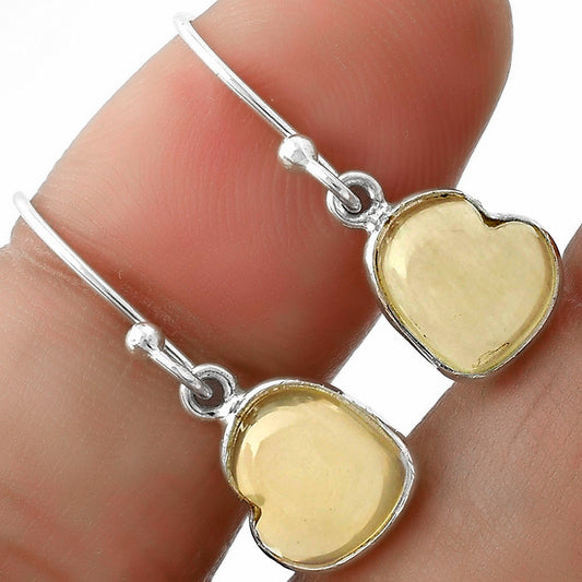 Heart Milky Lemon Quartz Pendant Earrings Set T-1004 DGT01045