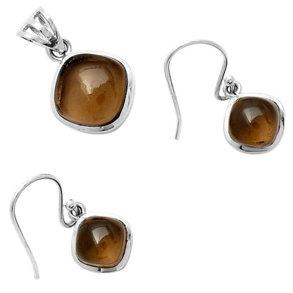 Smoky Quartz - Brazil Pendant Earrings Set T-1002 DGT01051