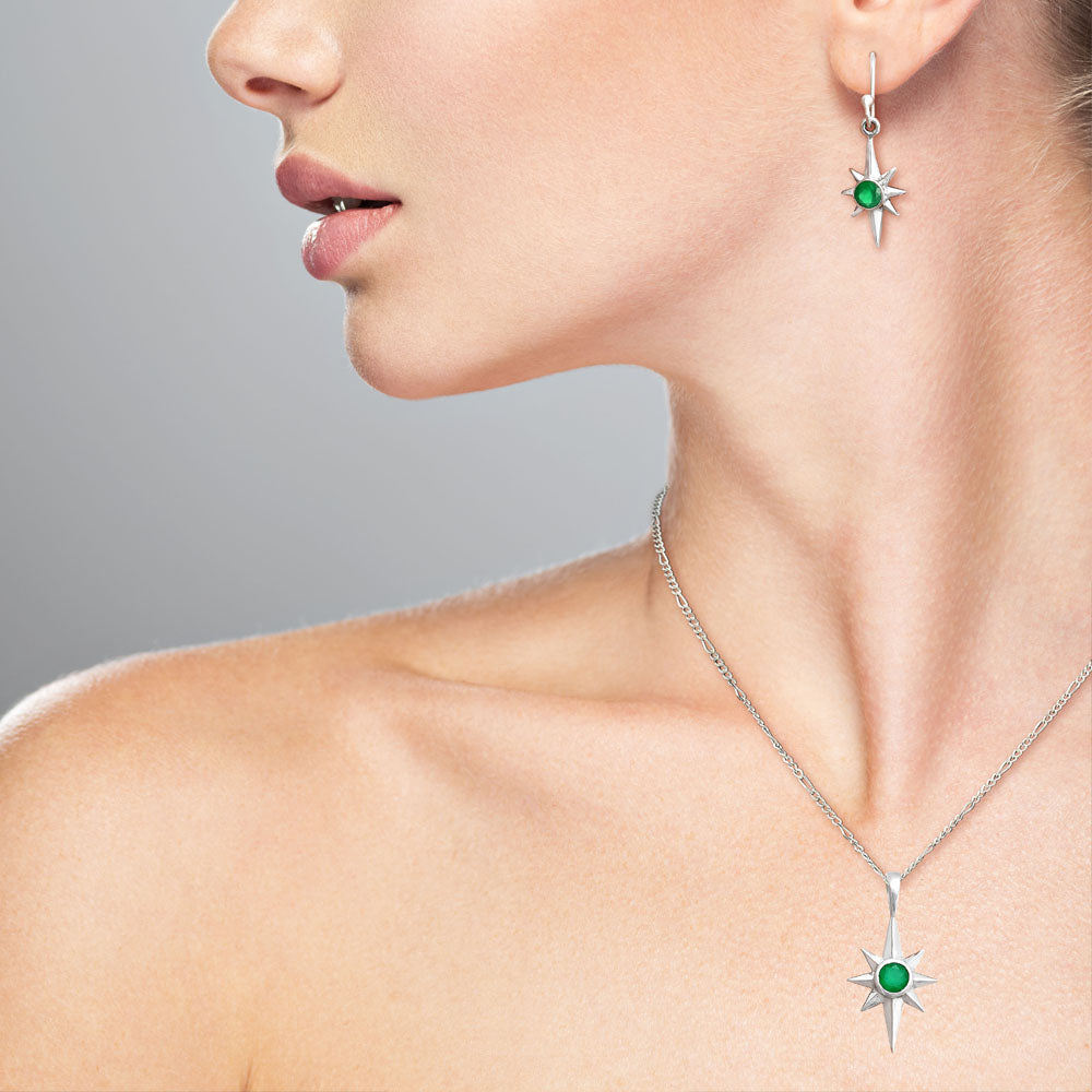 Minimalist Starburst Design 925 Silver Earrings & Pendant Jewelry Set DGT01053 T-1009