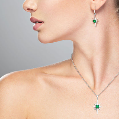 Minimalist Starburst Design 925 Silver Earrings & Pendant Jewelry Set DGT01053 T-1009