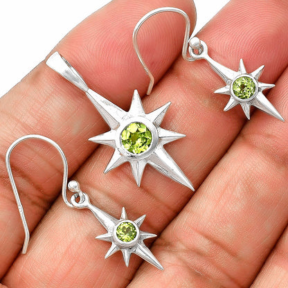 Minimalist Starburst Design 925 Silver Earrings & Pendant Jewelry Set DGT01053 T-1009