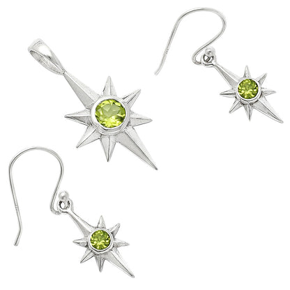 Minimalist Starburst Design 925 Silver Earrings & Pendant Jewelry Set DGT01053 T-1009