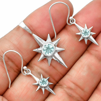 Minimalist Starburst Design 925 Silver Earrings & Pendant Jewelry Set DGT01053 T-1009