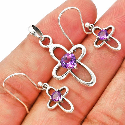 Heart Multi-Gemstone 925 Sterling Silver Pendant & Earrings Jewelry Set DGT01054 T-1011